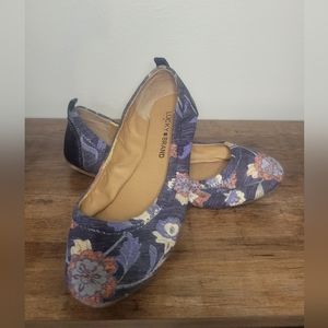 Lucky Brand Flower Floral Print Ballet Flats Slip On Shoes Womens Size 6 EUC